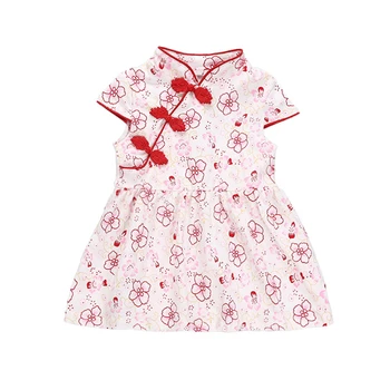 

Toddler Baby Girls Cheongsam dress Kids Chinese Style Floral Princess clothes Party above knee mini a-line dress Summer A40