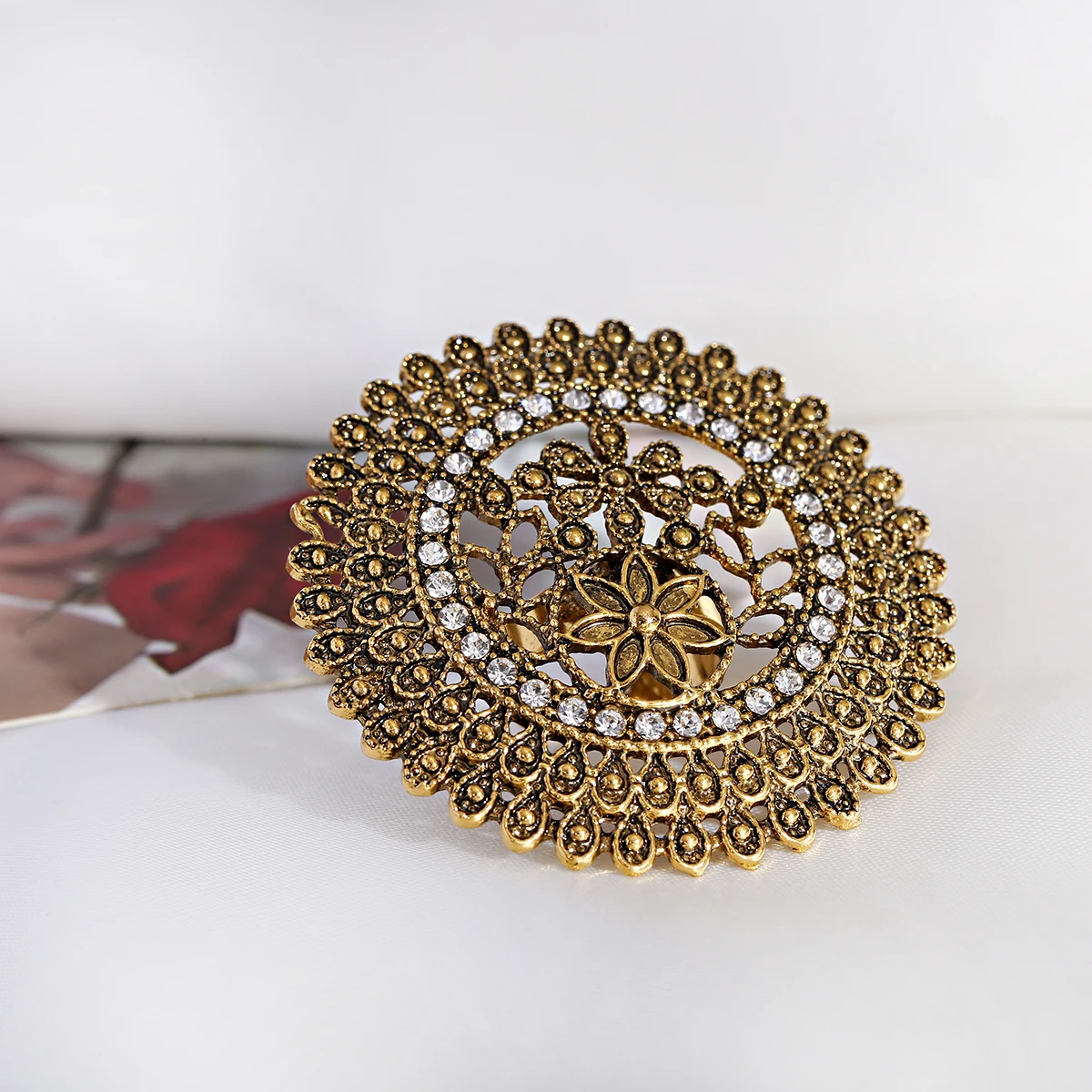 Gold Color Rings Gold Color Ring Finger Ring Silver Ring Wedding Rings Wedding Ring Ethnic Big Silver Color Flower Gold Ring For Women Wedding Jewelry Gift Vintage Hollow Alloy Zircon Rings