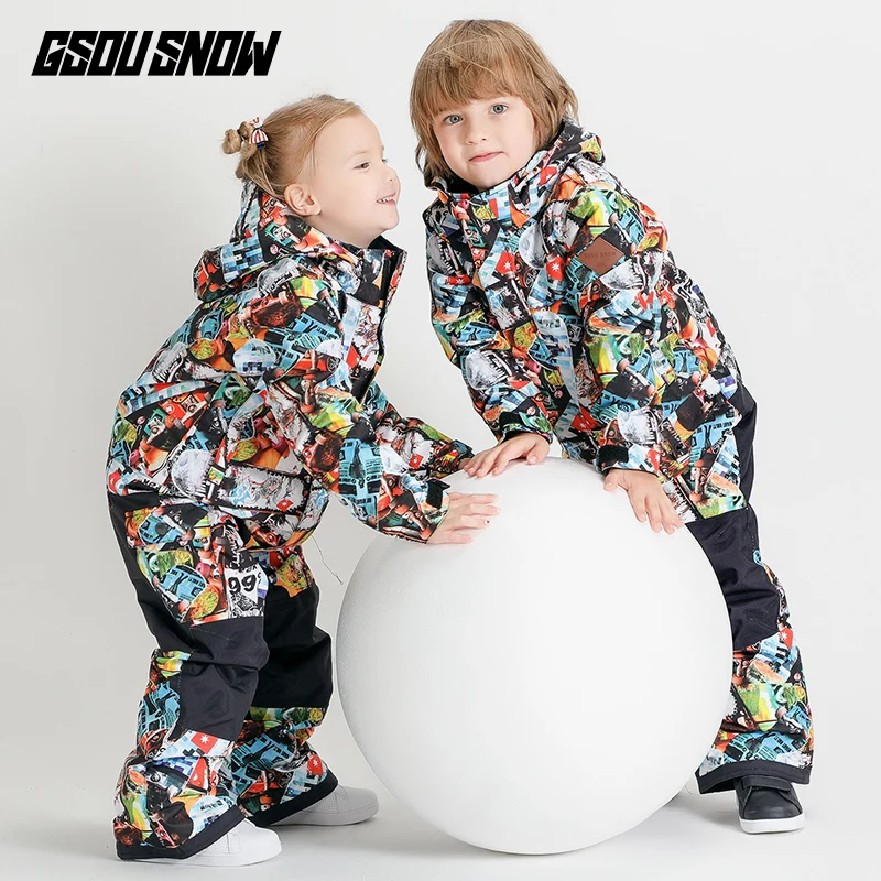 GSOU Снежный комбинезон для детей, Теплая Лыжная куртка для близнецов, зимняя водостойкая ветрозащитная куртка для подростков, куртка для сноуборда, верхняя одежда