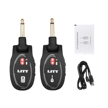 

Portable UHF Wireless Guitar System Transmitter and Receiver Built-in Rechargeable Lithium Battery Set 50M Transmission Range