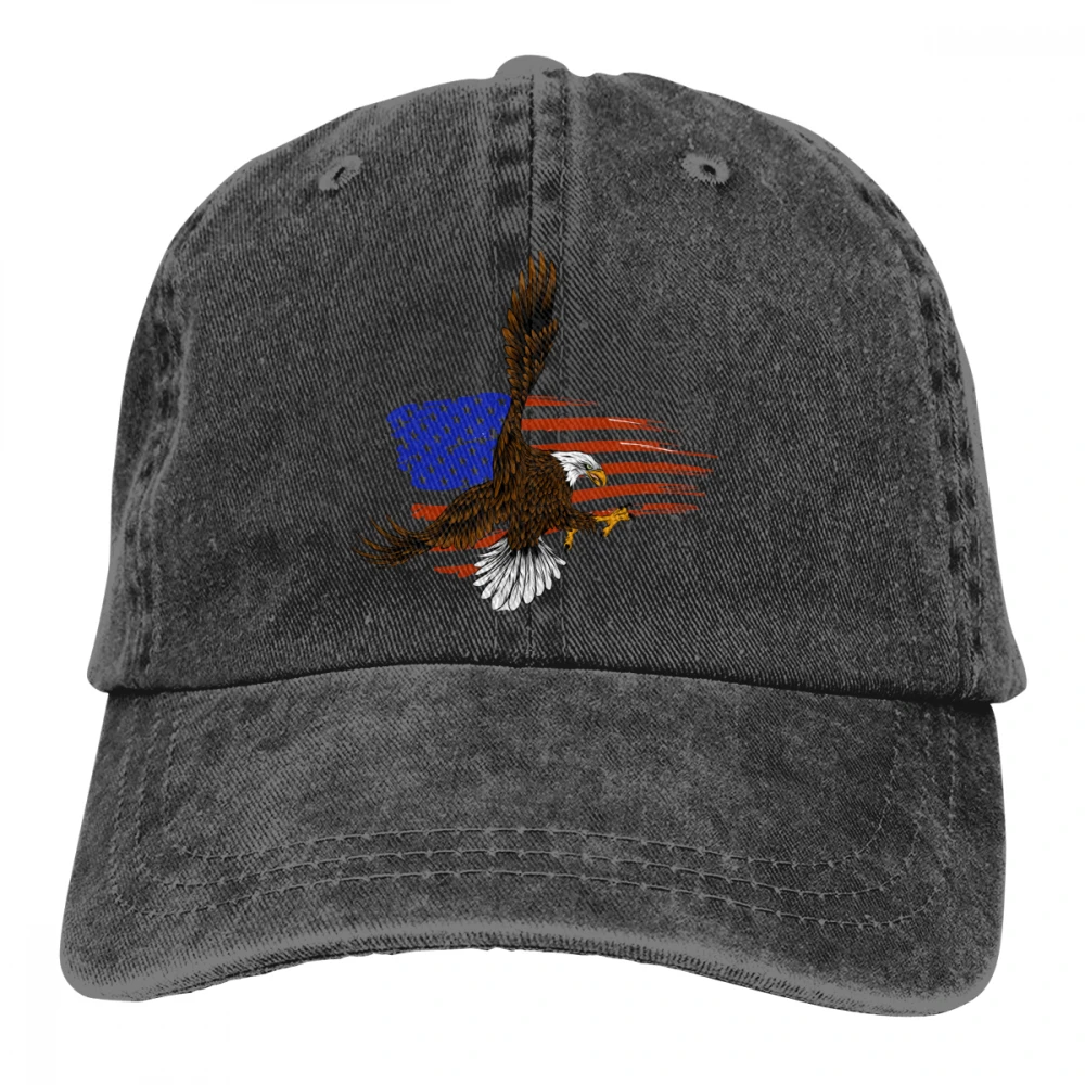 Орел с флагом США Casquette натуральный унисекс Мужские Женские джинсовые бейсболка с ремешком кепки Регулируемый Гольф папа шляпа