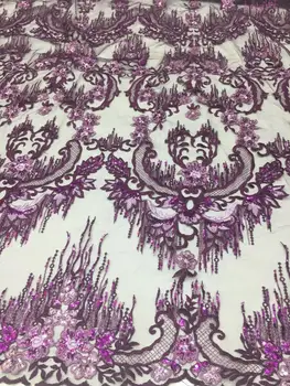 

fashionable tulle embroidery french net lace fabric Cyndi-36.6819 with beads for party dress