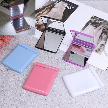

1PC Fashion Women Ladies Make Up Mirror Cosmetic Foldable Portable Compact Pocket with 8 LED Lighting Makeup Tool Nice gift