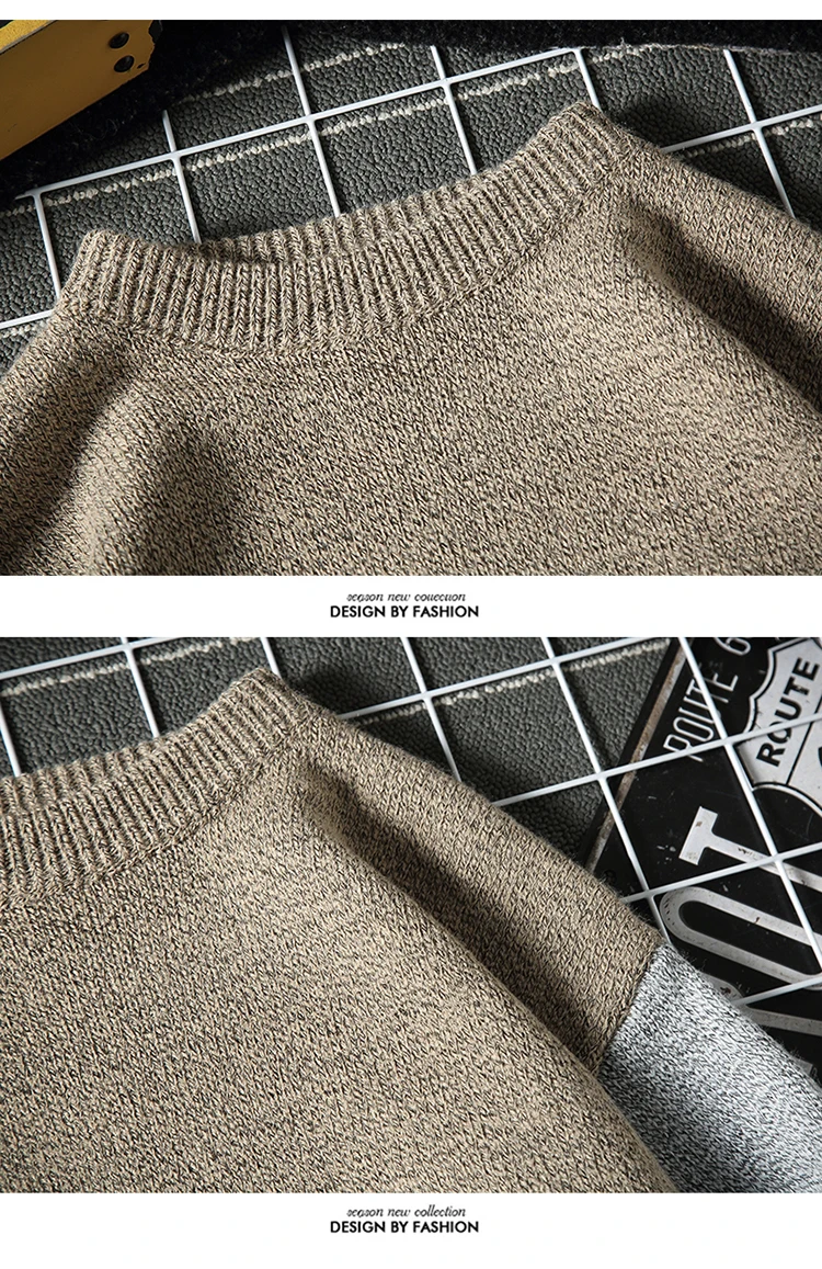 Зимний свитер мужской теплый модный контрастный Повседневный вязаный пуловер мужской свитер, одежда дикие свободные свитера с длинными рукавами M-5XL
