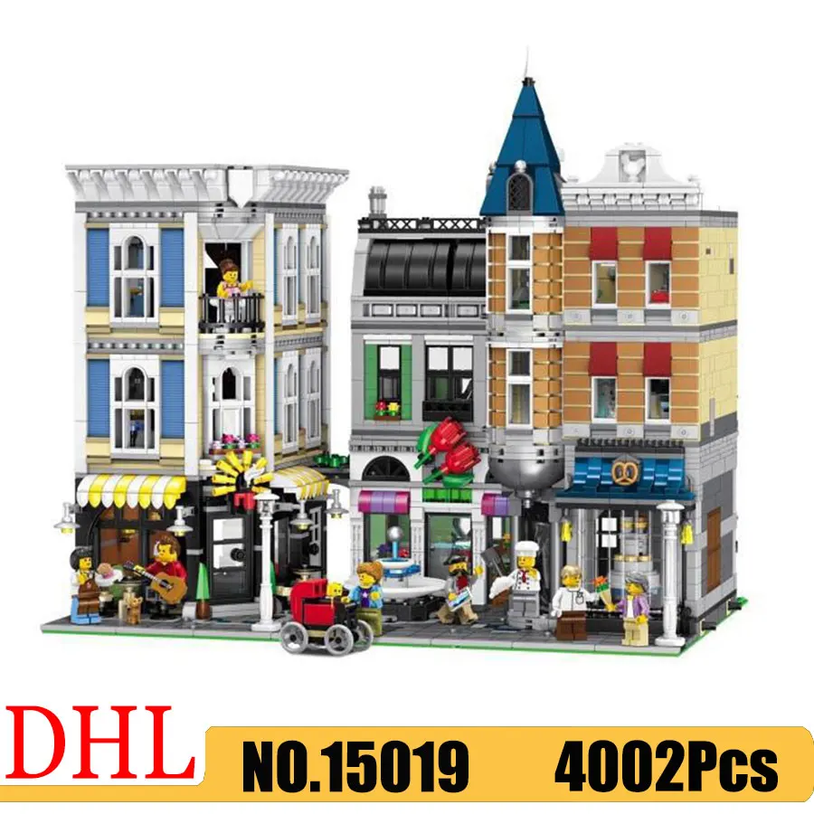 

15019 4002Pcs Assembly City Street Creator Series Square Restaurant Building Blocks Architecture Kids Christmas Toys Gift