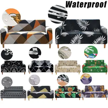 

Elastic Universal Waterproof Sofa Cover Black White Plaid Slipcover Tight Wrap Sectional Couch Armchair Cover for Living Room