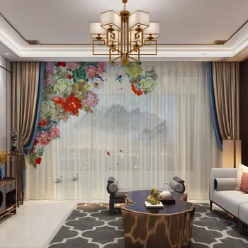 

Pink Flower for Girl Pricess Curtains Living Room Bedroom Drapes Cortinas Customized Size Tulle Home Decorative Curtain