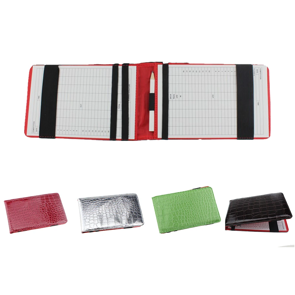 Scorecard PU Leather Portable Durable Embossed Professional Statistics Universal Golf Fashion Training With Pencil Solid