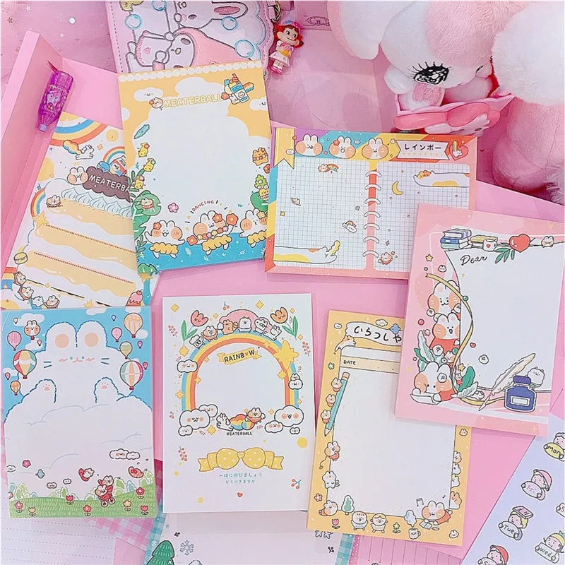 50 шт. листов Kawaii Канцелярские кролик блокнот для заметок девушка на каждый день DIY клейкий блокнот для заметок Escolar Papelaria корейский школьные принадлежности