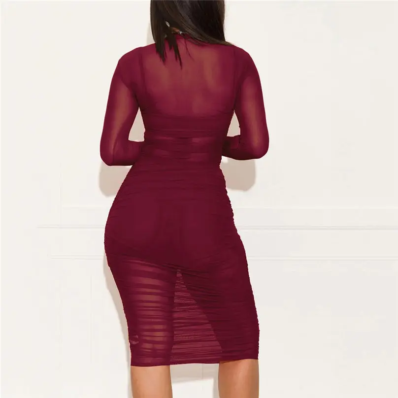 3pc New Fashion Women Set Solid Color Sexy Mesh Slim Casual Night Club Party Dress + Vest + Shorts Suit Set 4O21 (32)