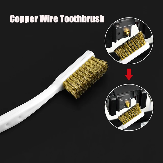 3D Printer Cleaner Tool Copper Wire Toothbrush Copper Brush Handle For Nozzle Block Hotend Cleaning Hot Bed Cleaning Parts 2
