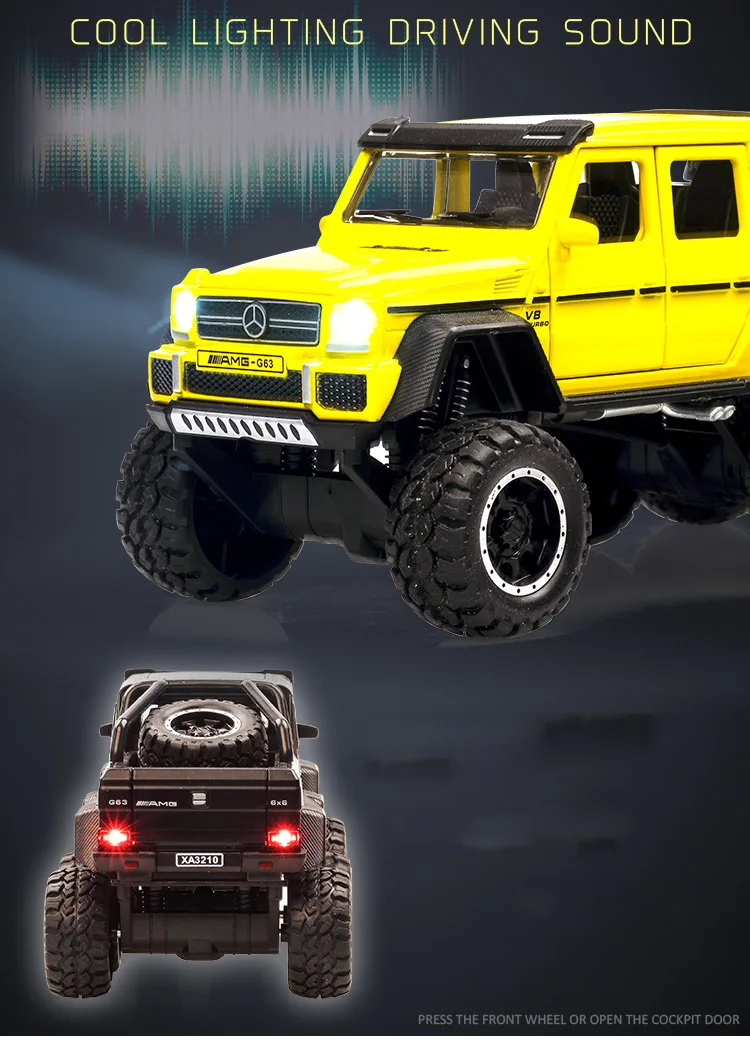 1:32 Масштаб автомобиля Горячий пикап колеса литой автомобиль benz amg g63 6x6 металлическая модель с светильник и звуком сплава коллекция игрушек