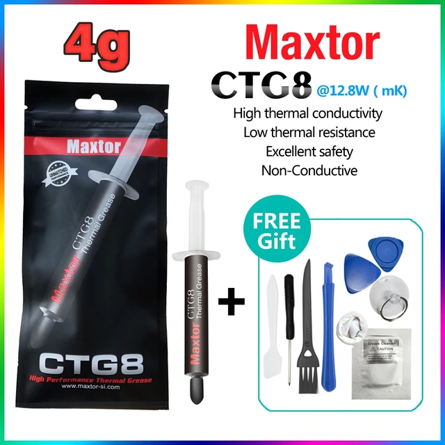 Maxtor CTG8 High Performance Thermal Paste 12.8W/m-k Laptop PC Motherboard Desktop CPU GPU Cooler Pad Phone Heat Sink  Grease CTG8D(4g)and(Gift)