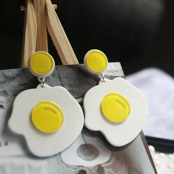 

Fashion Personality Acrylic Poached Egg Drop Earrings For Women Girl Geometric Creative Yolk Earrings Female Party Jewelry Gifts
