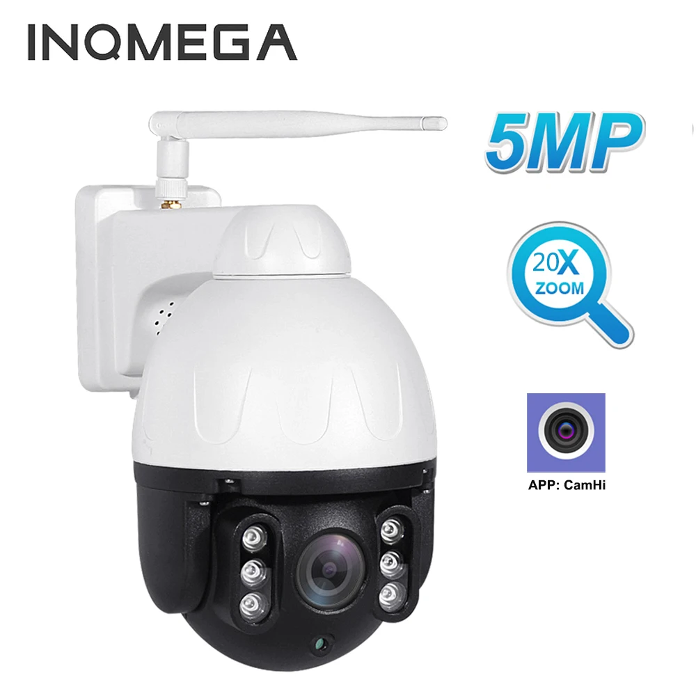 US $103.85 INQMEGA 5MP HD Outdoor Security Camera WiFi 20X Zoom Clearer IP66 Waterproof AI Human Detection 360 PTZ Camera Metal Case Camhi