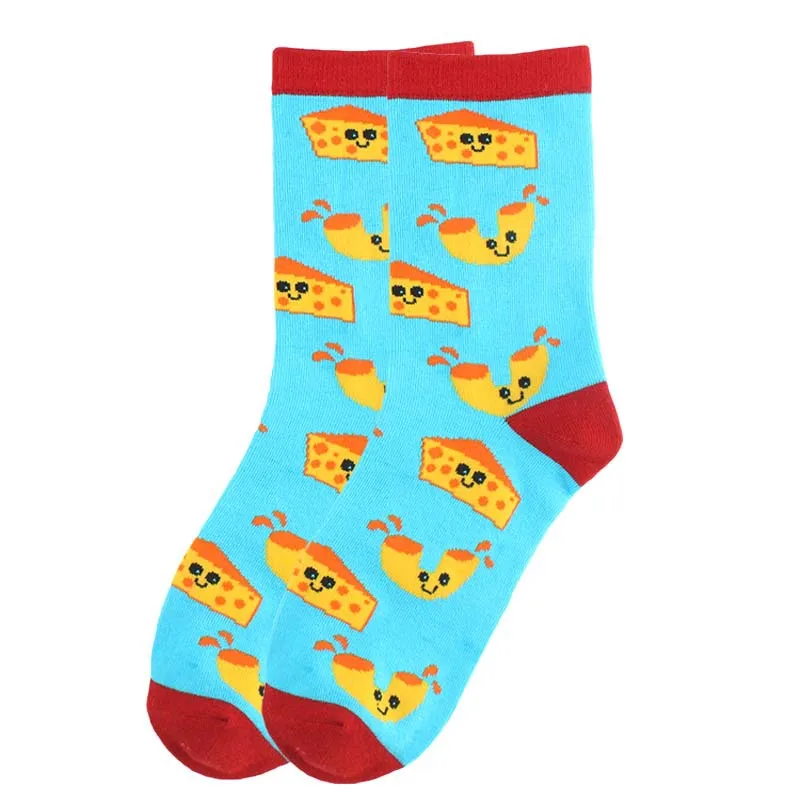 Smiling Cheese Носки до середины икры для взрослых; цвет красный, винный, шоколадный; космические носки для кошек; рождественские носки корги; носки для серфинга; инопланетяне; лося; Радуга; единорог; Тако; пингвин - Color: Smiling Cheese
