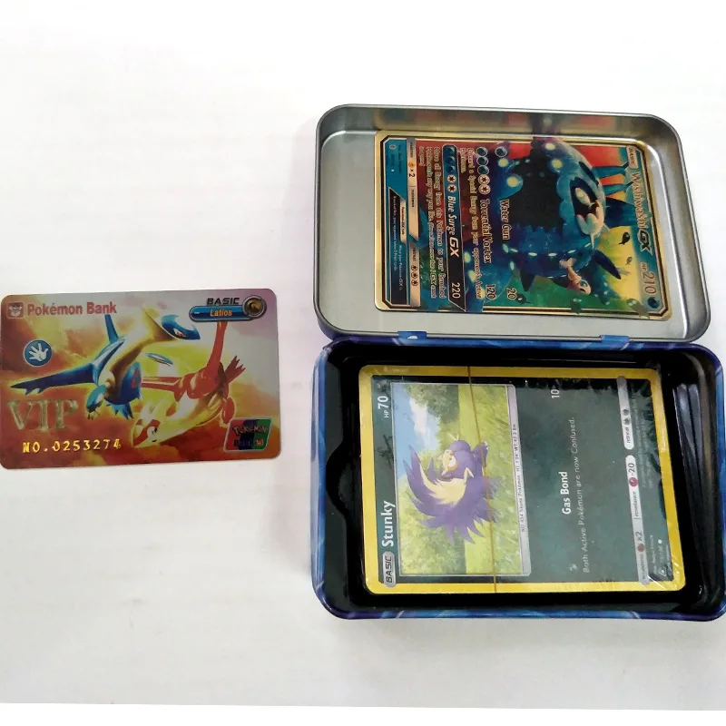 42 шт./компл. железный ящик Pokemon TAKARA TOMY боевые игрушки Покемон карты Коллекционные вещи игра Коллекция аниме-открытки для детей