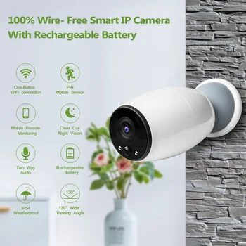 

1080P Outdoor WiFi Battery Waterproof CCTV IP Camera PIR Wireless HD IR Night Version Two way Audio Video Home Security Monitor
