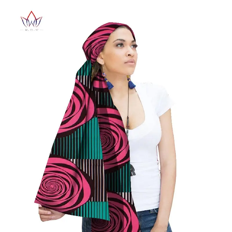 

BRW 2017 African Ankara Head Wraps for Women African Ankara Scarves African Wax Print Clothing Fabric Head Bands Versatile WYX29