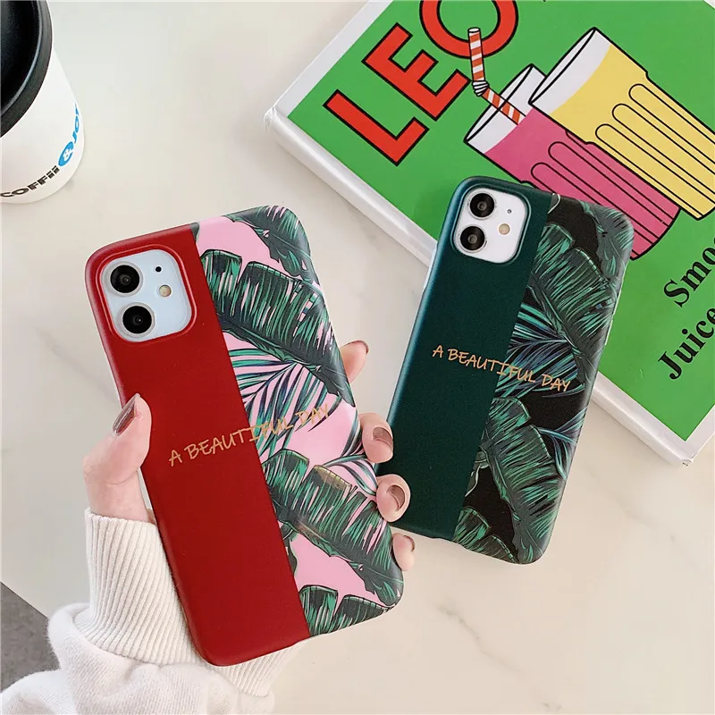 IUENUA дизайн листьев пары чехол для телефона iPhone 11 6 6S 7 8 Plus XS Max X XR мужской женский