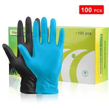 

Acid and alkali Resistance Non-slip Waterproof Thicken Disposable Nitrile Gloves 100 Piece/Set Disposable Latex Gloves