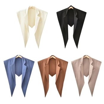 

Women Autumn Triangle Scarf Shawl Lapel Solid Color Fake Collar Necklace Vest Office Lady Blouse Decorative Clothing