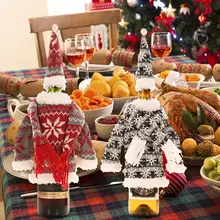 Рождественский винный свитер на бутылку, крышка для праздника, крышка для бутылки вина, льняная крышка для бутылки, рождественские украшения