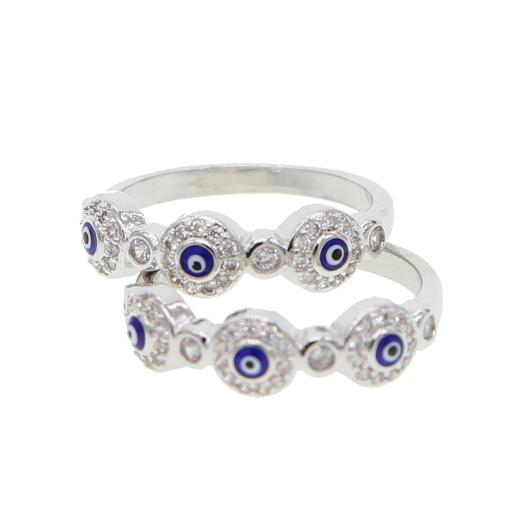 

Evil Eye Ring Blue enamel Crystal USA Size for Mens Womens Crystal fashoin girl ring