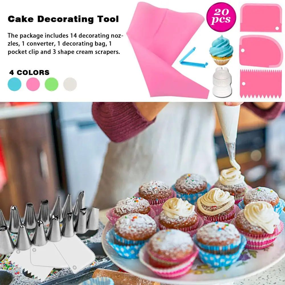 20Pcs Cake Baking Decorating Kit Set Icing Bag Piping Nozzles Tips Cupcake Tools 20Pcs Cake Baking Decorating Kit Set Icing Bag Piping Nozzles Tips Cupcake Tools