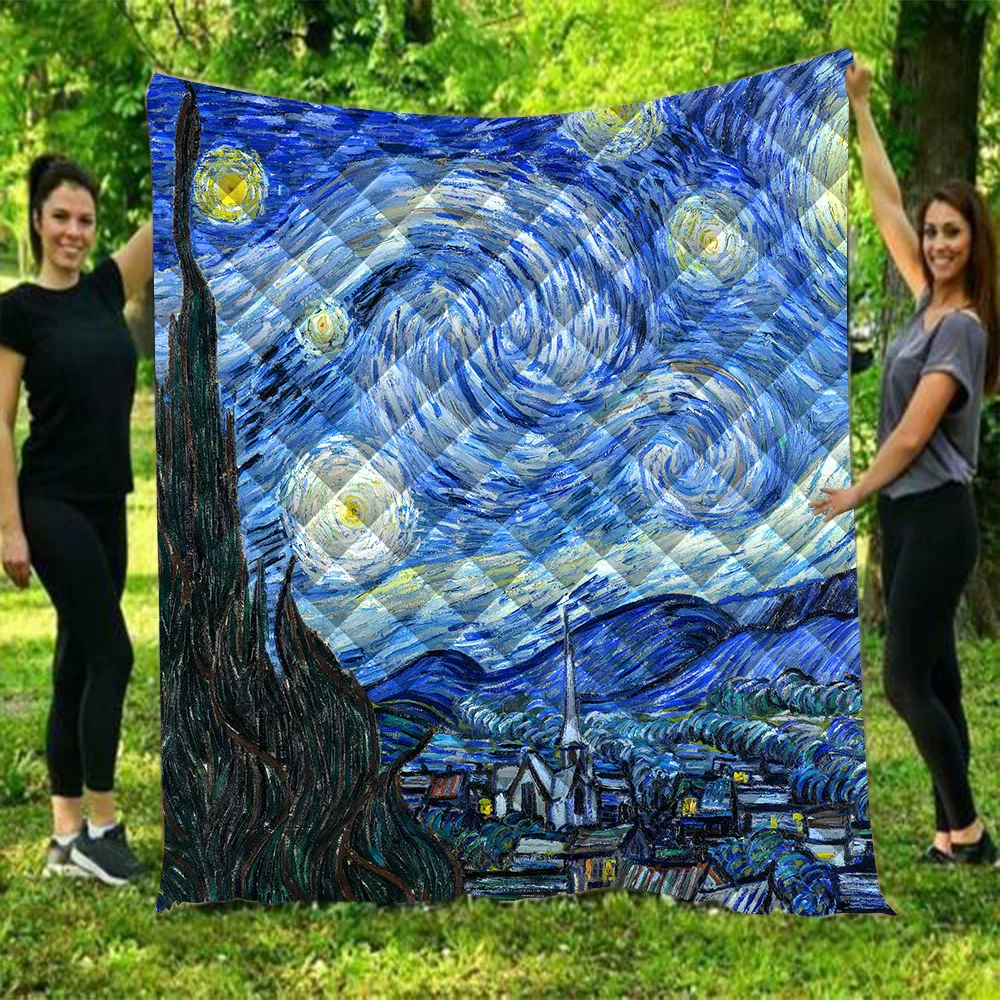 Ван Гог картина Звездная ночь Подсолнух Лето одеяло коврик 3D печатных кровать диван для детей взрослых мальчиков девочек моющиеся подарки