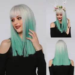 Perucas de cabelo bonito ultra fino em linha reta perucas lisas com franja para menina senhora hairpieces perucas longas