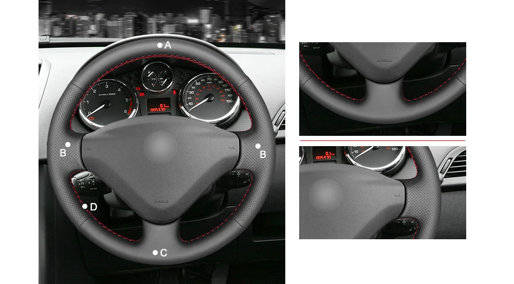 Черный чехол рулевого колеса автомобиля из искусственной кожи для peugeot 207 Expert Partner Citroen Berlingo Jumpy Fiat Scudo Toyota Proace