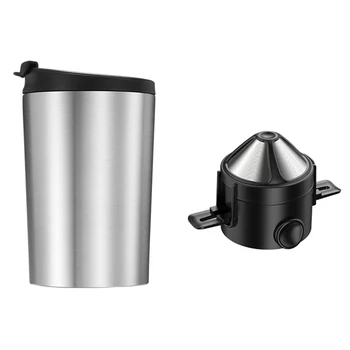 

350Ml Portable Hand-Cup Coffee Insulation Cup Stainless Steel Travel Cup Insulation Hanging Ear Filter Drip Set for Home Tea Cof