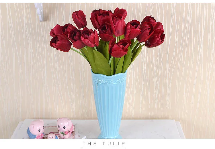 20 unids/lote tulipanes blancos artificiales Flor de seda falsa para novia con flores para Decoration del hogar de la boda