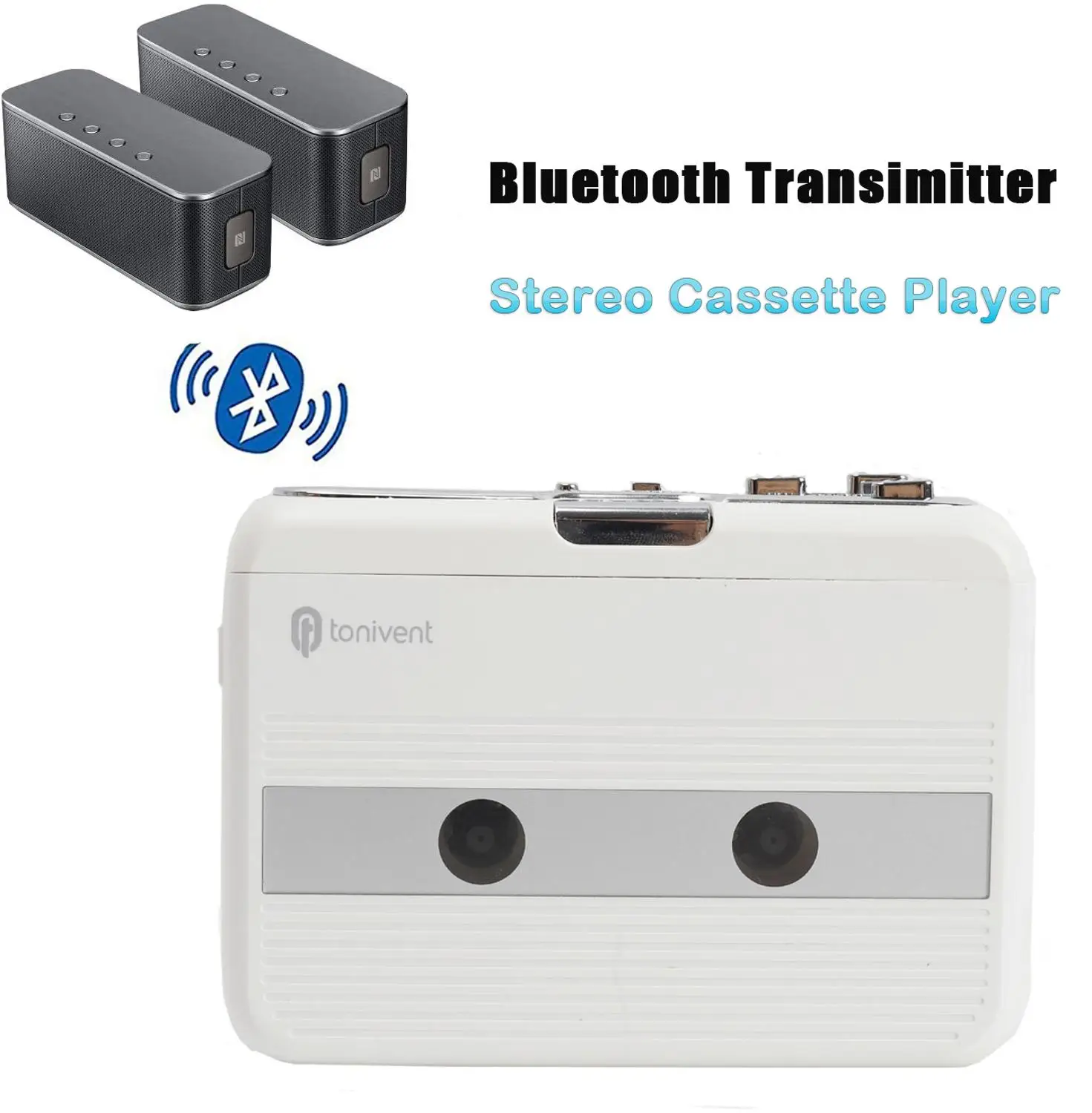 Bluetooth Cassette Player Transmit Tape Music to Bluetooth Earphone/Speaker with FM Radio FunctionWalkman Stereo Cassette Player