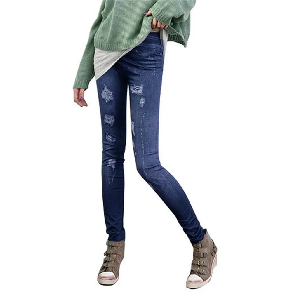 Пикантные Для женщин леггинсы джинсовые леггинсы длинные до середины икры, эластичные, обтягивающие, модные леггинсы для девочек принт из мультфильма с низкой талией Повседневные леггинсы Gothique#10