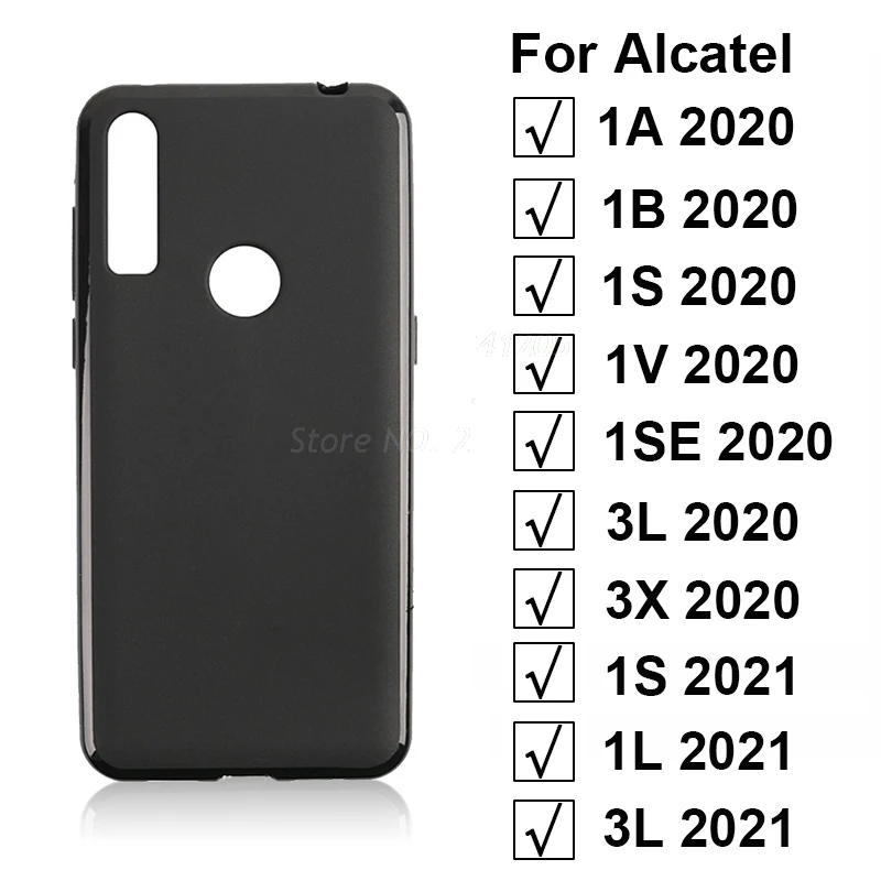 Черный чехол ТПУ для Alcatel 1S 3L 3X 1A 1B 1SE 1V 2021 закаленное стекло новинка 2020 | Мобильные
