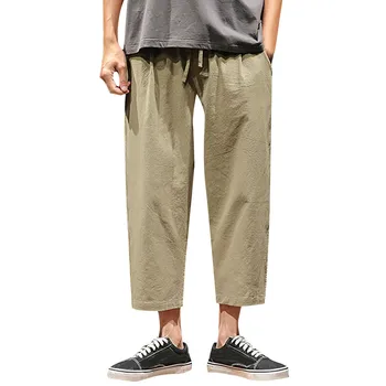 

Autumn Casual Harem Joggers Pants Men's New Style Flax Retro Trousers Linen Large Individualized Printed Trouser ropa