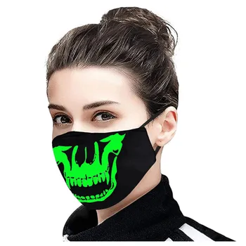 

Unisex Activated Carbon Cotton Mask Pm2.5 Luminous Halloween Skull Print Mask Washable And Reusable Face Mask Mascarilla