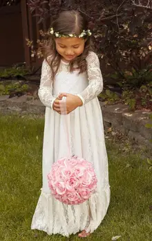 

long sleve Flower Girl Dresses For Weddings 2017 Tank Real Party first communion dresses for Little Girls Kids/Children Dress