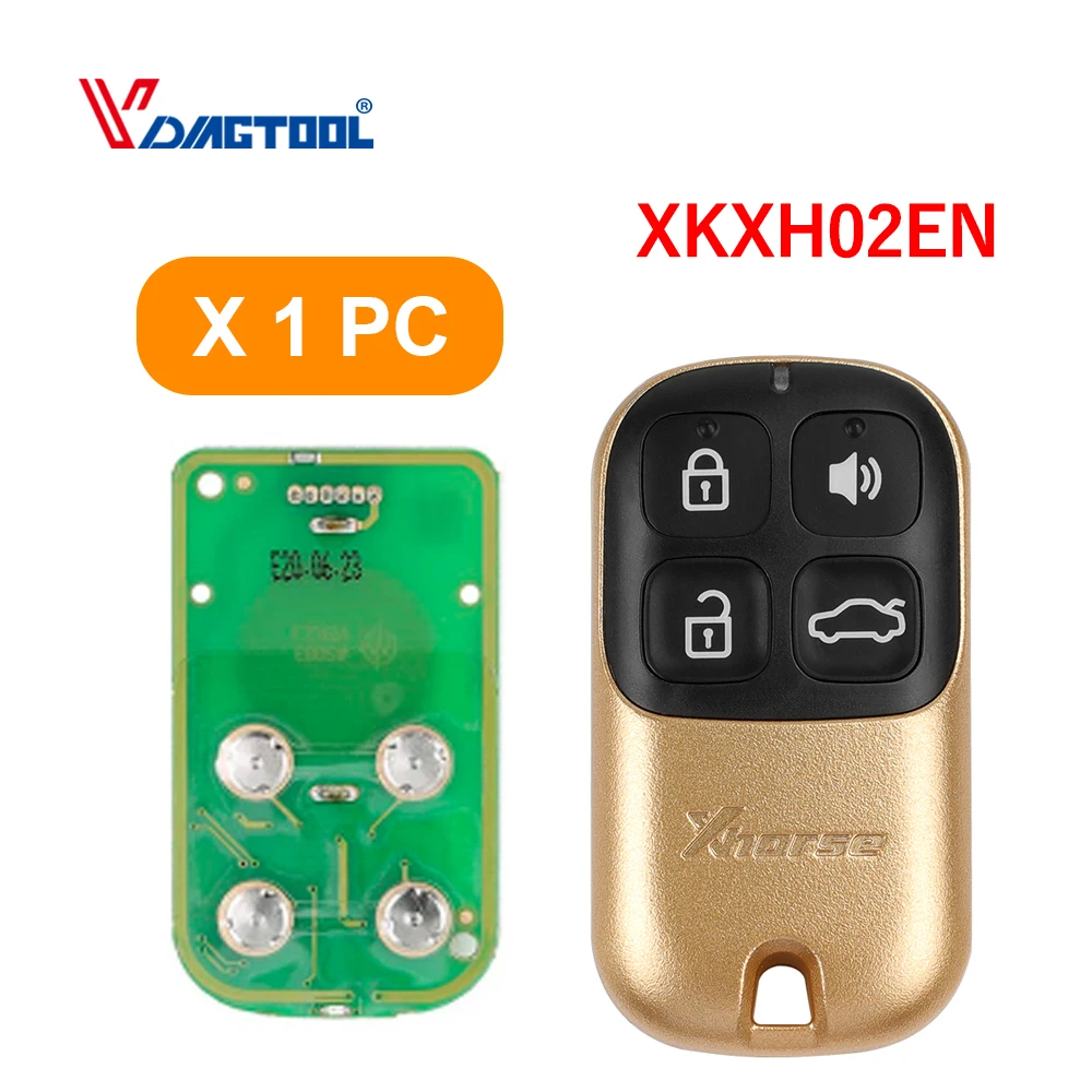 Xhorse XKXH02EN Universal Remote Key 4 Knoppen Gouden Stijl Engels Versie Voor Vvdi Mini Key Tool Max XP005