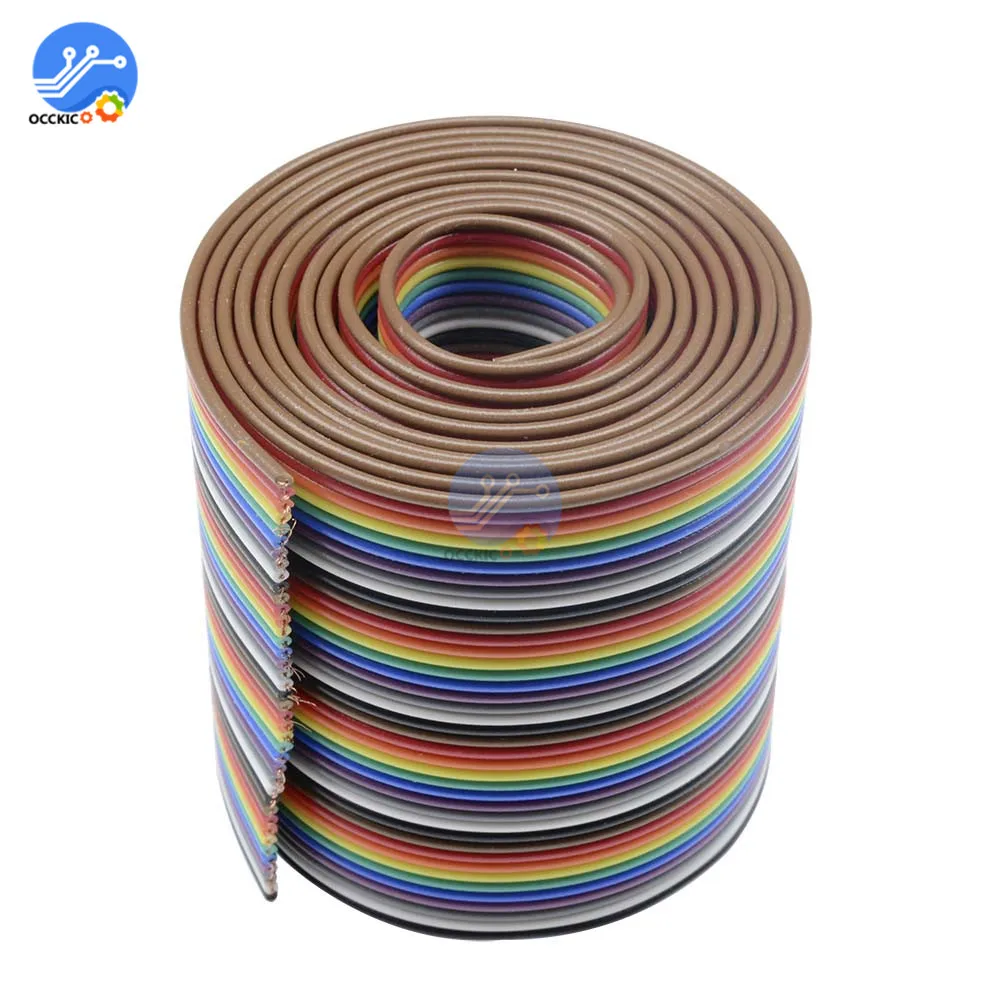 1M 3.3ft Flat Cable 40 Pin Rainbow Ribbon IDC Wire New Arrival | Электроника