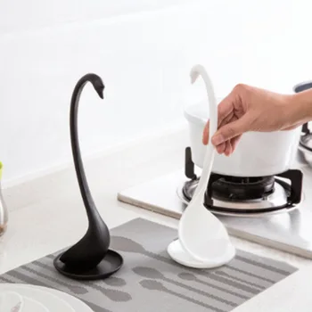 

Creative swan with tray can be vertical soup spoon multi-purpose kitchen tableware spoon long handle large spoon kitchen gadgets