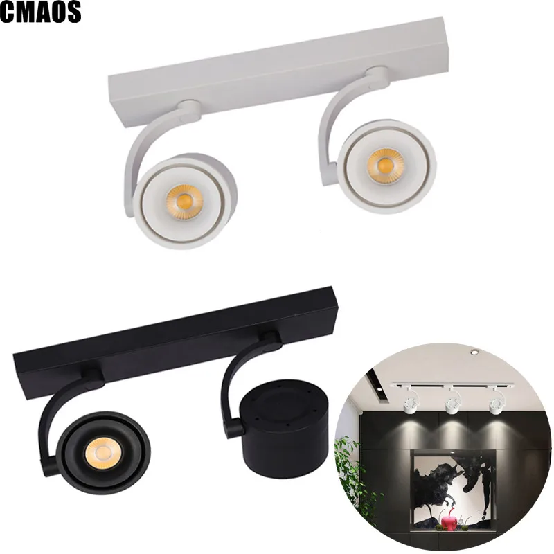 

Double Heads Dimmable LED Downlight Surface Mounted Light 2X12W 2X15W 2X20W AC 85-265V Ceiling Track Wall Lamp COB Spotlight