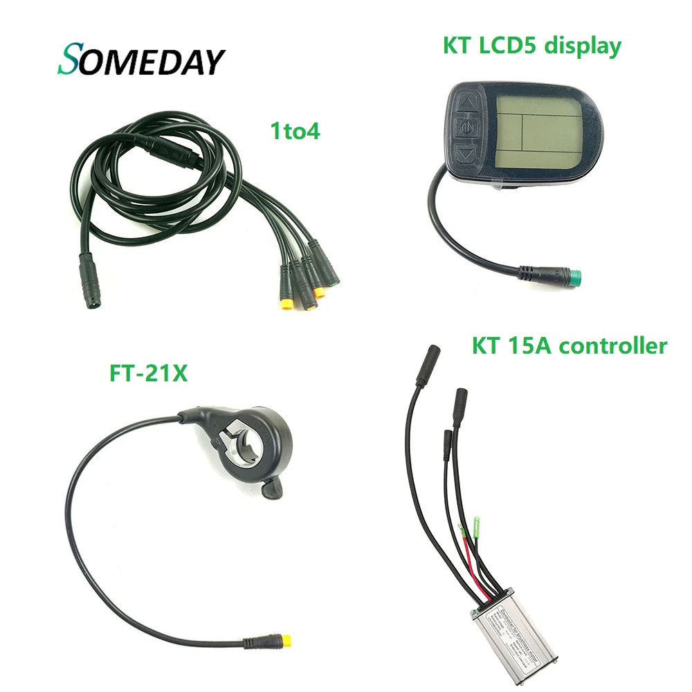 KT 36v 48v 15A контроллер с KT светодиодный/ЖК-дисплей FT-21X thumb дроссельной заслонки 1to 4 кабель