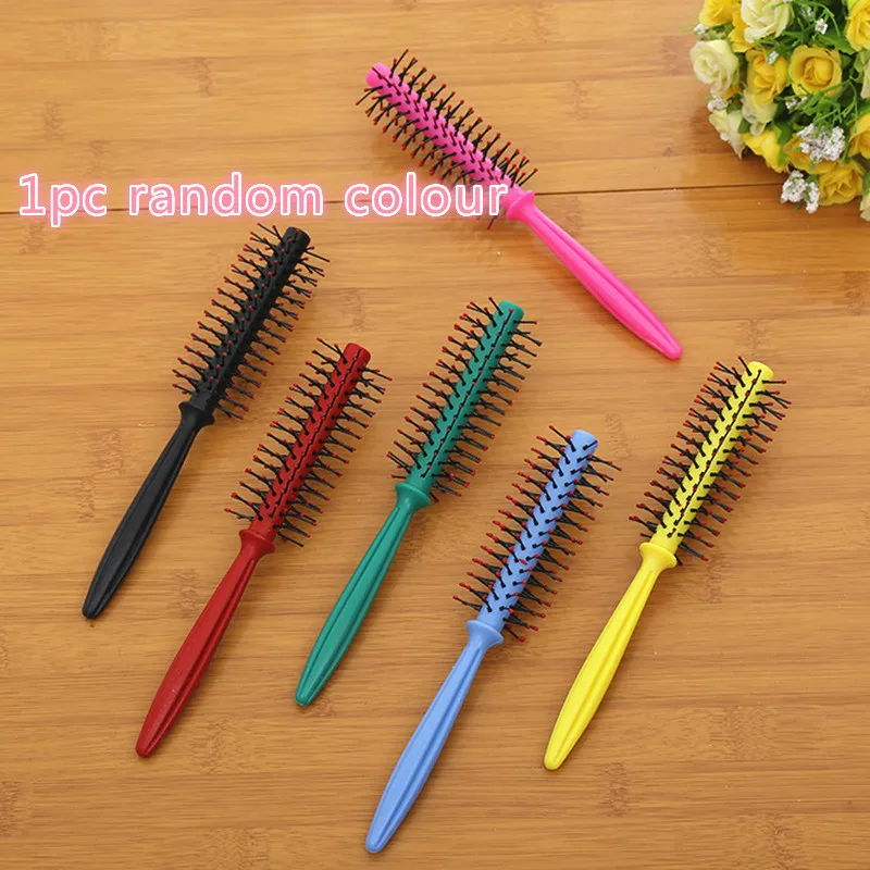 1pc random colour 1 шт., новинка, круглая расческа для волос, щипцы для завивки волос, вьющиеся щетки для волос, массажные Пластиковые роликовые прямые парикмахерские инструменты для укладки волос - Цвет: 1pc random colour