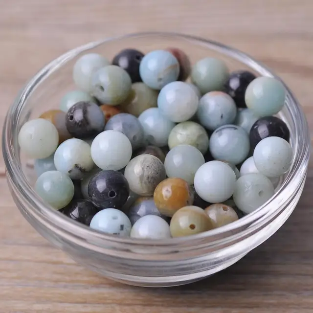 Round 4mm 6mm 8mm 10mm 12mm Natural Stone Rock Loose Spacer Beads lot for Bracelet Jewelry Making Findings DIY Crafts Amazonite