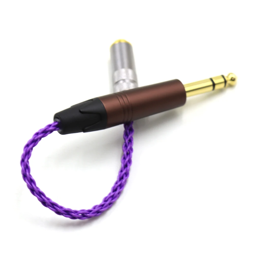 Thouliess Purple Silver Plated 6.35mm TRS 3pin Male to 4.4mm Balanced Female Audio Adapter Cable 1/4 6.35 to 4.4