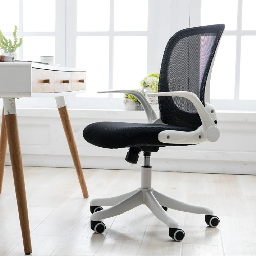

Simple and Stylish Folding Office Chair with Mesh Breathable Backrest and Nylon Tripod with Wheels for Public or Private Usage