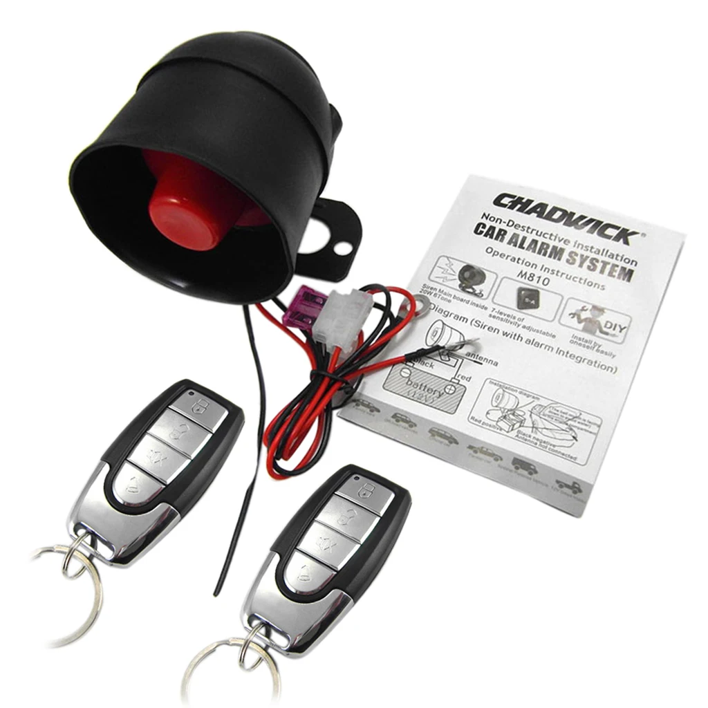 Car Vehicle Protection Alarm Security System Keyless Entry Siren + 2 Remote